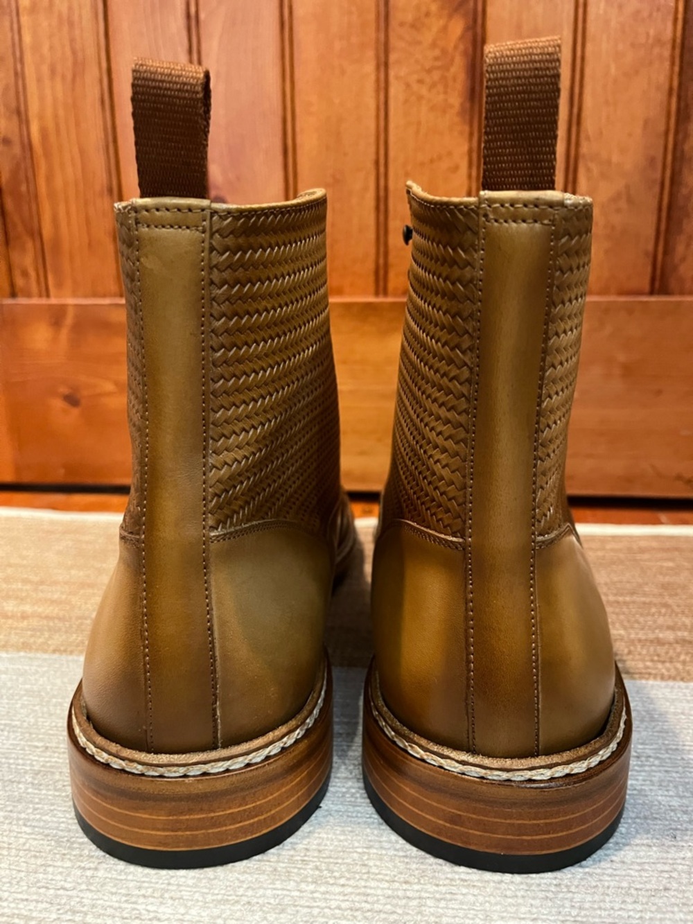 TAFT Woven Cap Toe Boots Tan Leather Size 44 Men’s Lace Up Dress Boot Spain - Picture 4 of 12